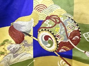 アンティーク　扇和楽器模様男児着物